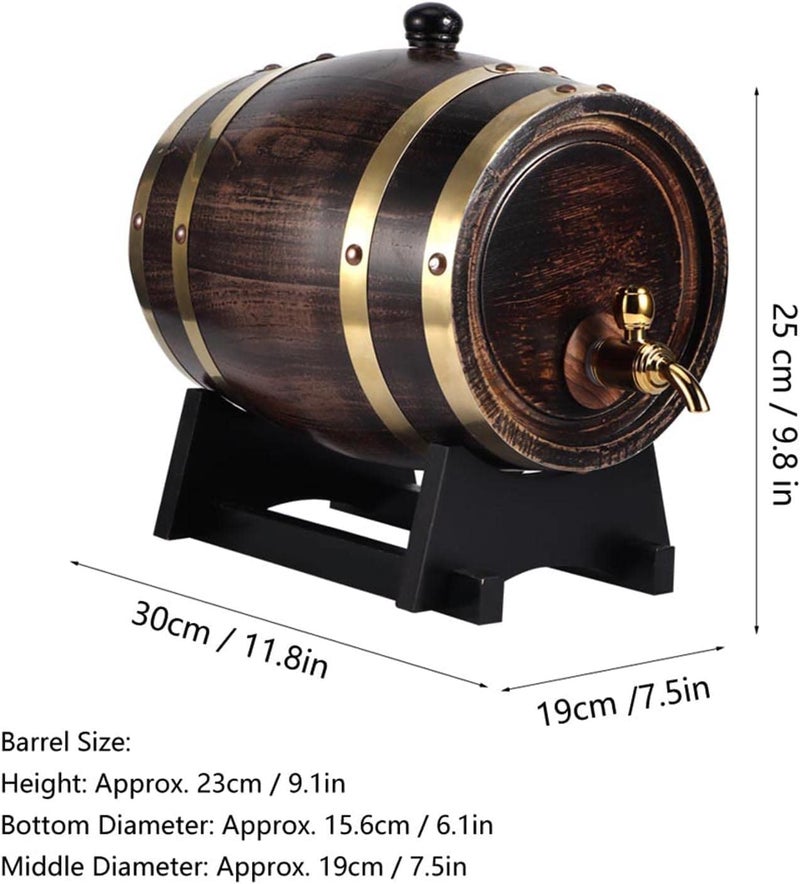 Zerodis 3L Wooden Wine, Storage Red Wine Brandy Whiskey Tequila Home Decor Aging with Faucet Wine Dispenser - Image 3